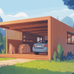 illustration appenti en bois moderne avec voiture