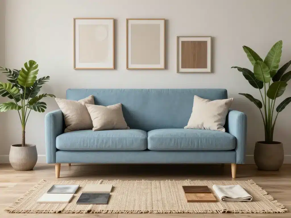 associations canapé bleu ciel déco accessoires