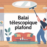 balai telescopique plafond utilisé dans un intérieur lumineux
