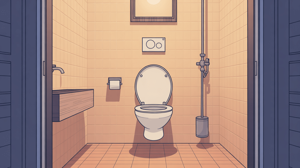 Illustration bati support WC suspendu encastré dans salle de bains moderne