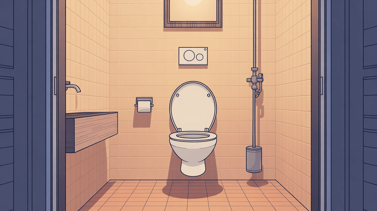 Illustration bati support WC suspendu encastré dans salle de bains moderne