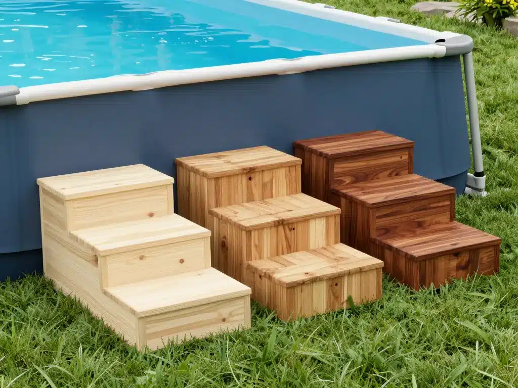 Différents modèles escalier bois piscine hors sol