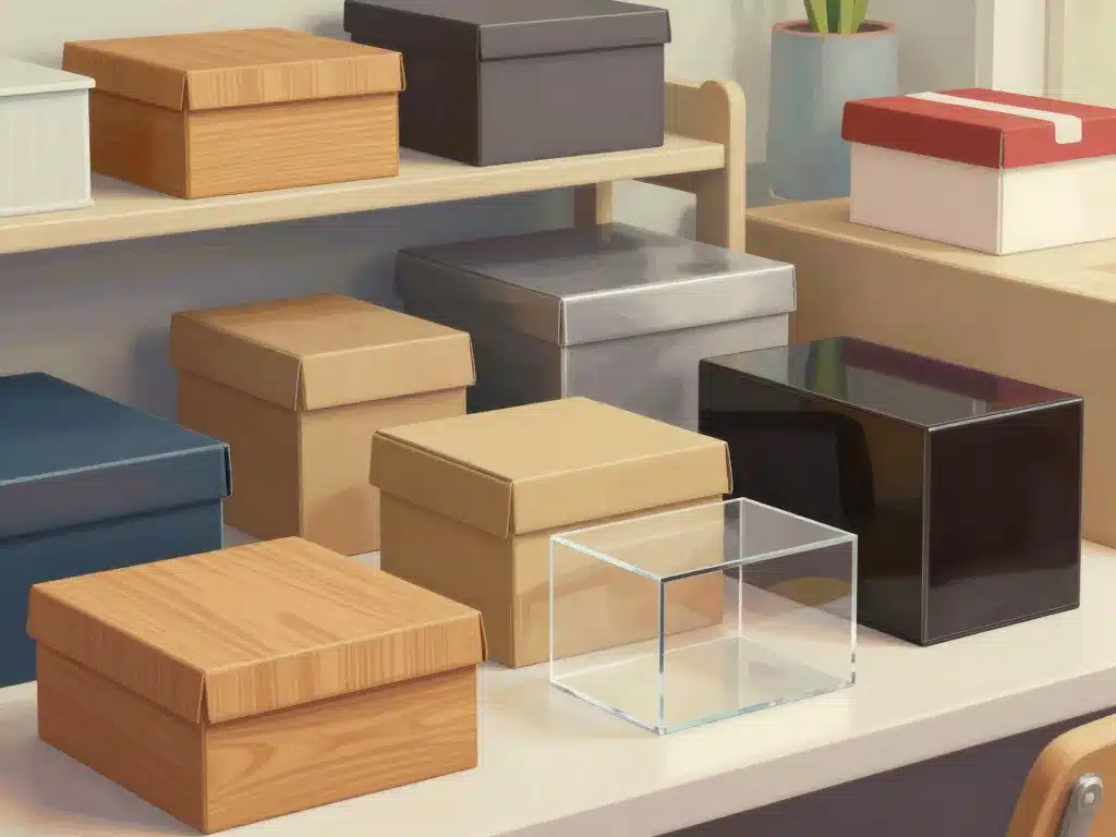 boites design de différents matériaux dans un intérieur