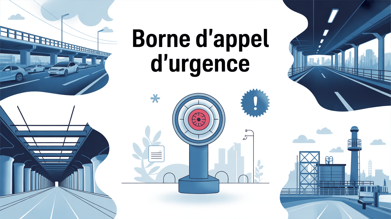 borne d'appel d'urgence illustrée dans différents environnements publics et industriels