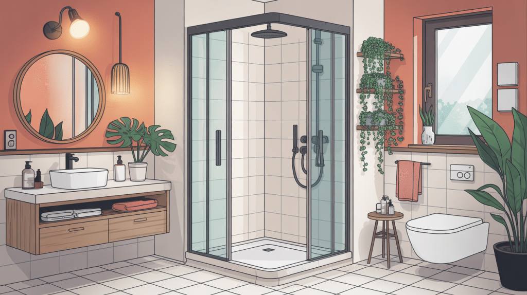 cabine de douche 80x80 dans une salle de bains moderne épurée