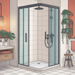 cabine de douche 80x80 dans une salle de bains moderne épurée