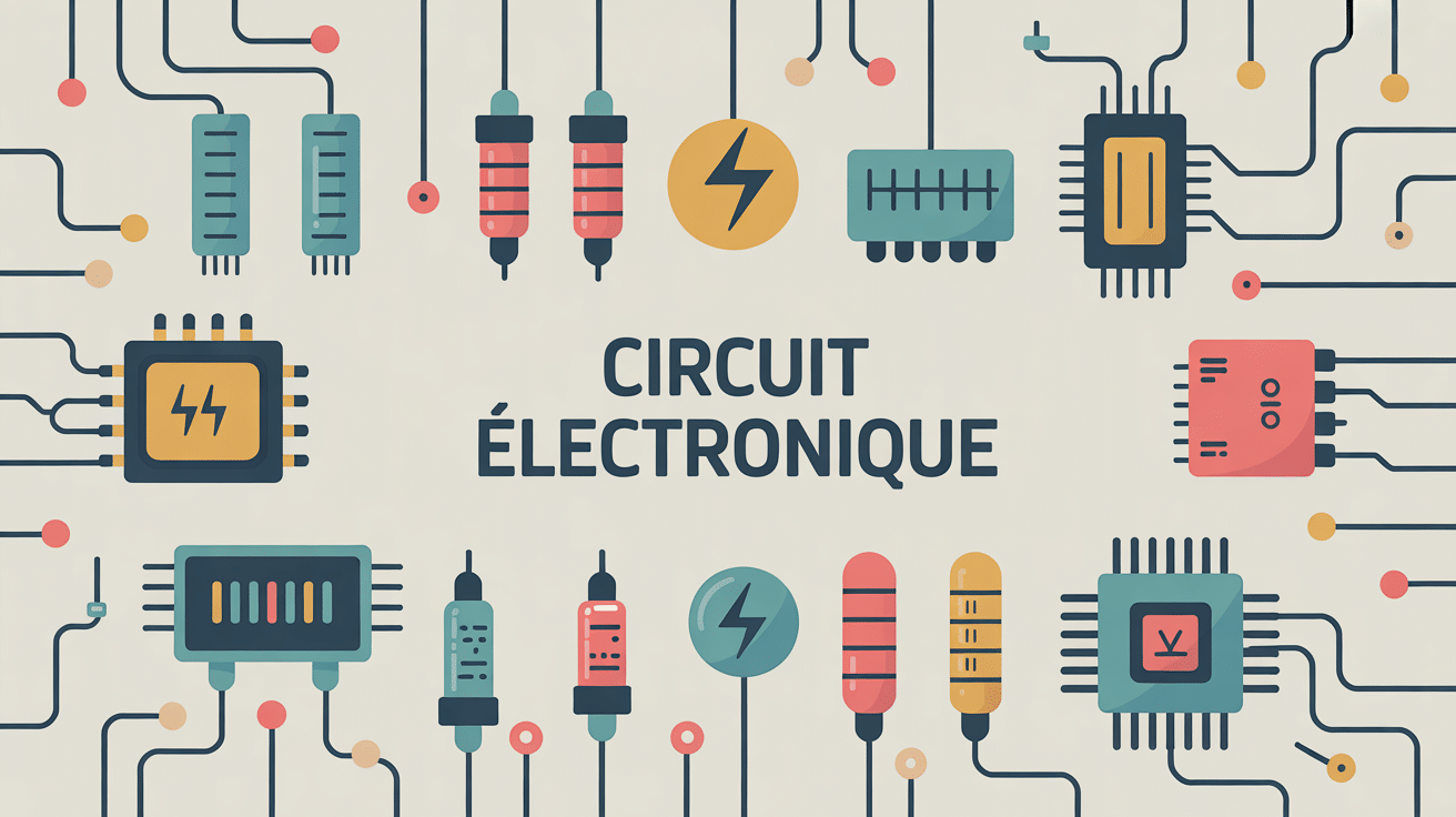 illustration circuit electronique composants stylises