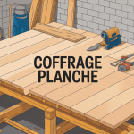 Illustration coffrage planche sur chantier propre