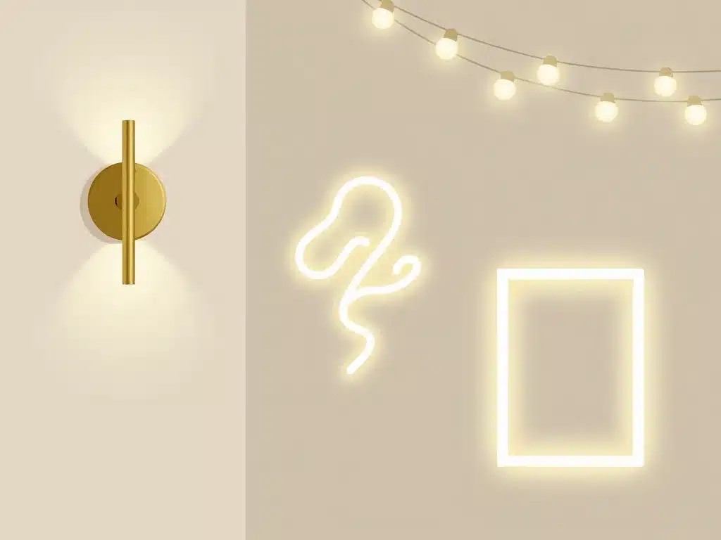 types décoration murale lumineuse applique néon LED guirlande cadre