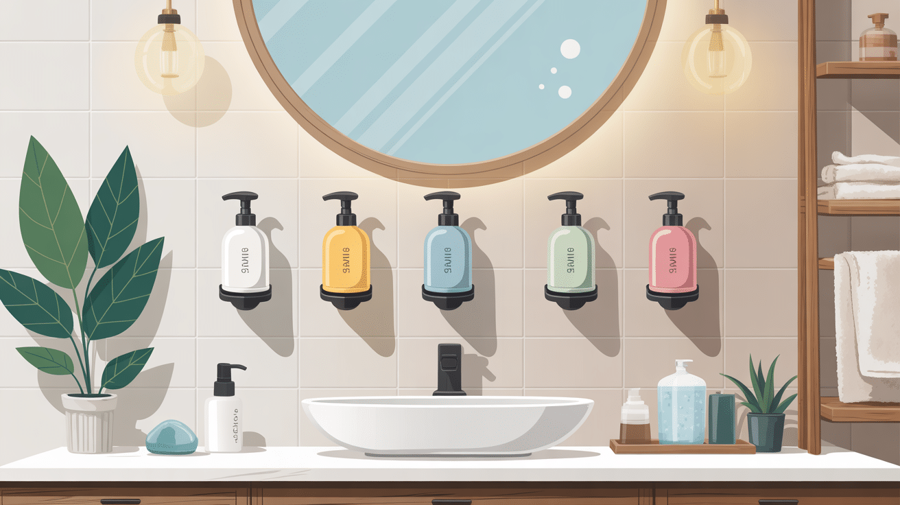 illustration distributeur de savon mural rechargeable différents modèles