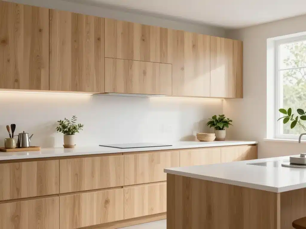 Cuisine bois plan de travail blanc harmonie design