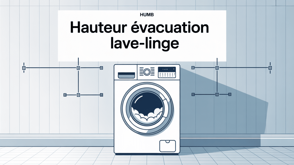 Schéma SEO hauteur evacuation lave linge avec repères muraux