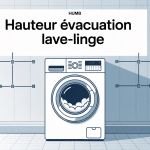 Schéma SEO hauteur evacuation lave linge avec repères muraux