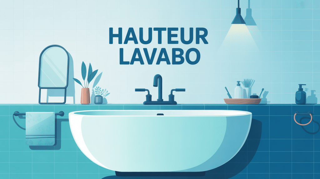 Illustration hauteur lavabo dans salle de bains moderne