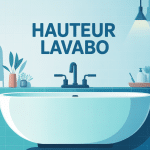 Illustration hauteur lavabo dans salle de bains moderne