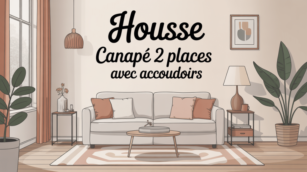 housse pour canapé 2 places avec accoudoirs dans un salon élégant