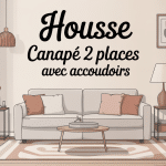 housse pour canapé 2 places avec accoudoirs dans un salon élégant