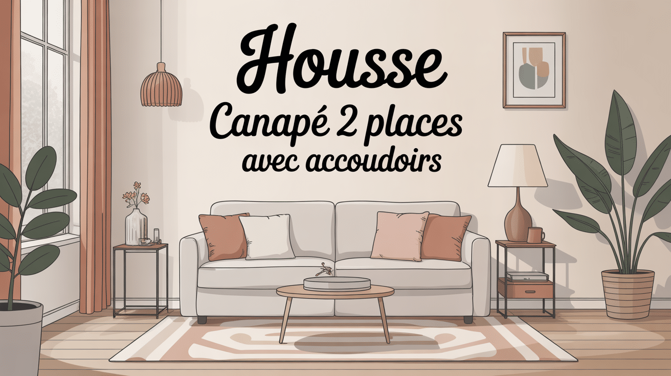 housse pour canapé 2 places avec accoudoirs dans un salon élégant