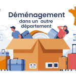 Illustration je déménage dans un autre département grand carton et carte France