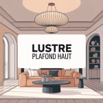 Illustration lustre plafond haut intérieur moderne double hauteur