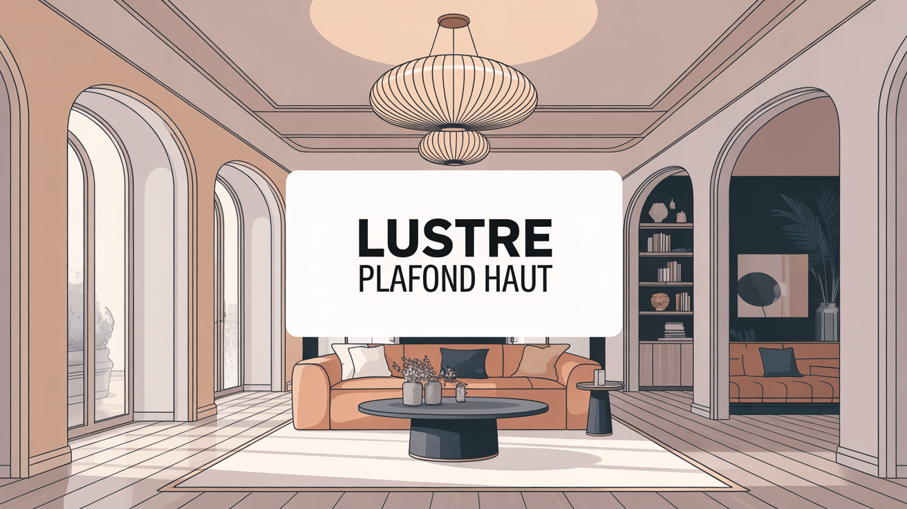 Illustration lustre plafond haut intérieur moderne double hauteur