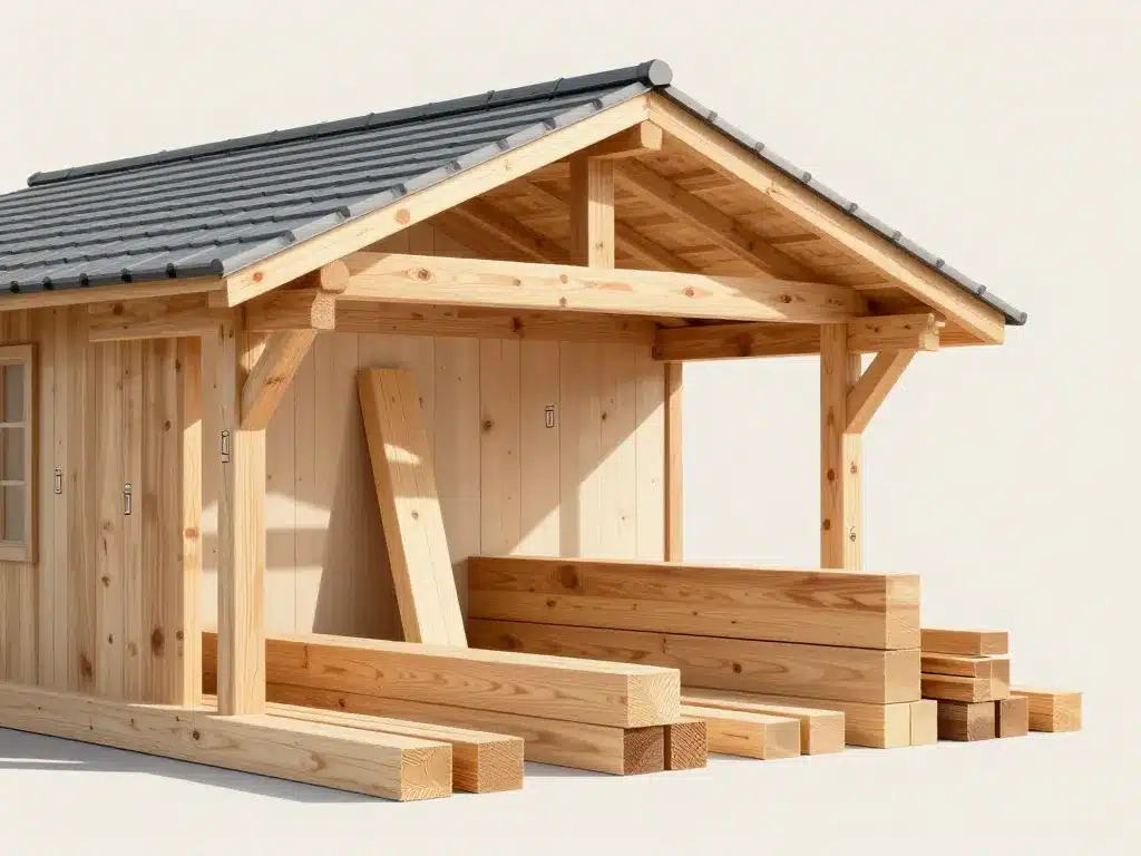 visuel matériaux et structure appenti en bois