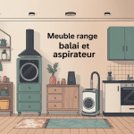 illustration meuble range balai et aspirateur intérieur harmonieux