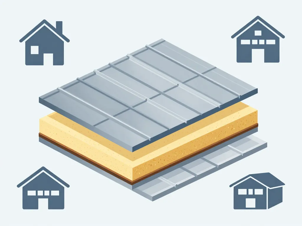 schéma concept panneau sandwich toiture et usages