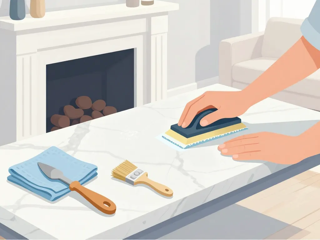 peindre du marbre cheminee préparation