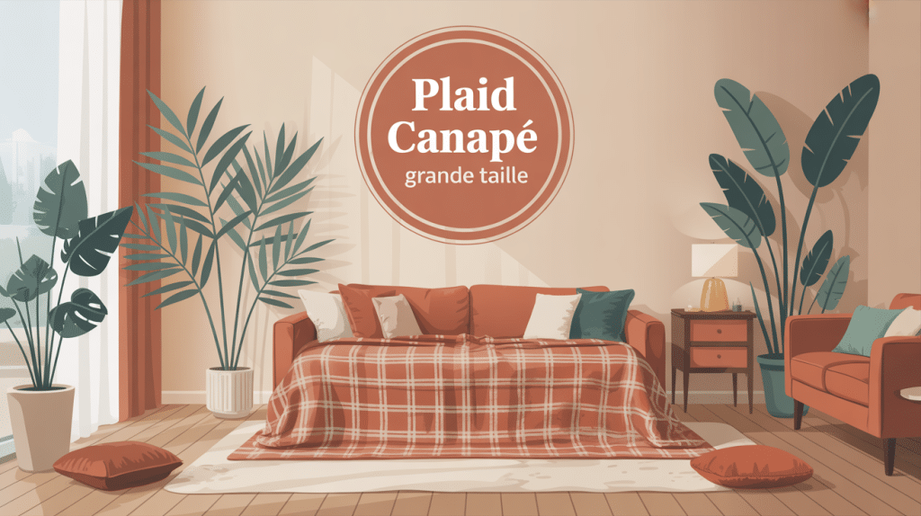 Plaid canapé grande taille recouvrant un grand sofa dans un salon chaleureux