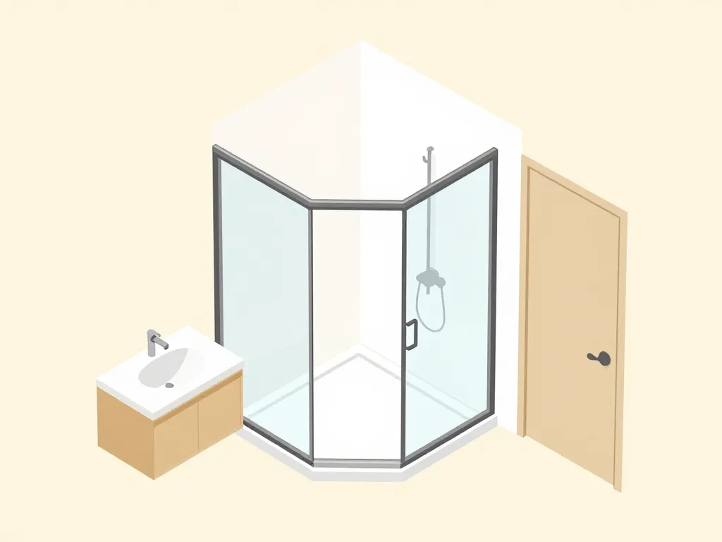 schéma salle de bains avec cabine de douche 80x80