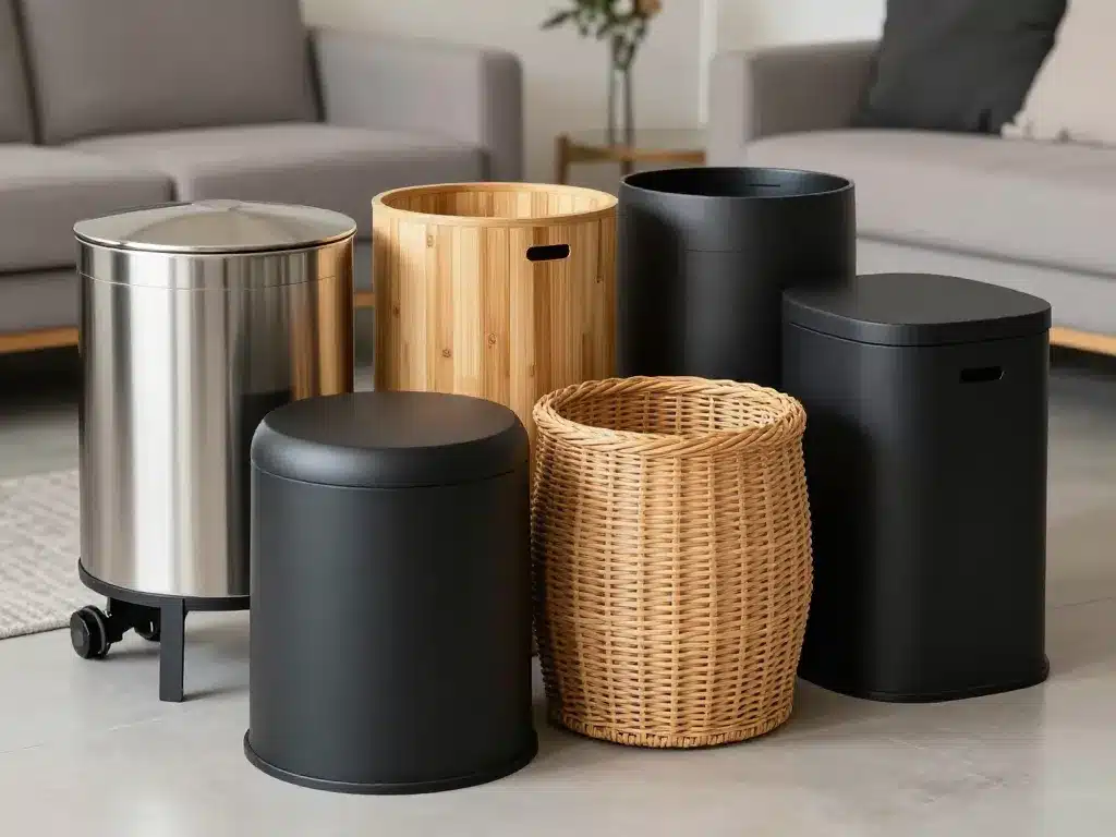 poubelle jolie inox bambou plastique rattan