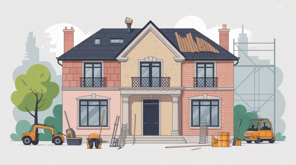 visuel ravalement de façade maison différents matériaux