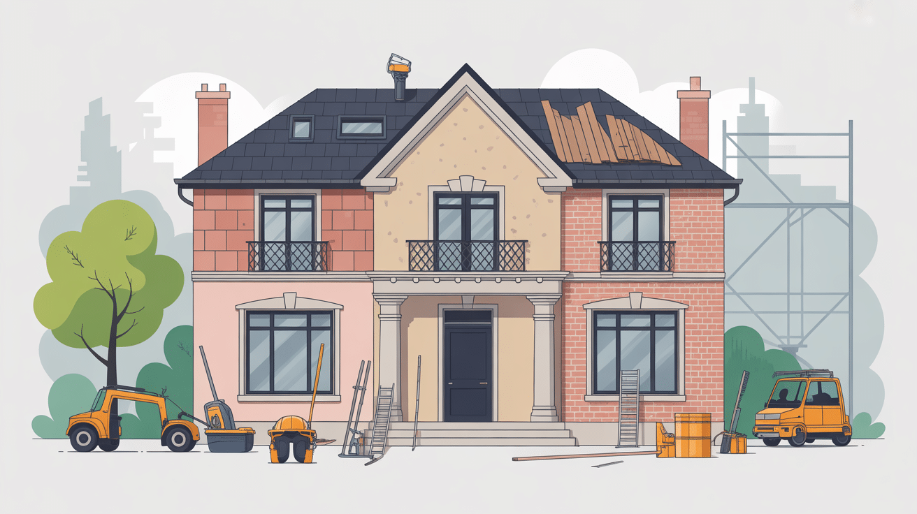 visuel ravalement de façade maison différents matériaux