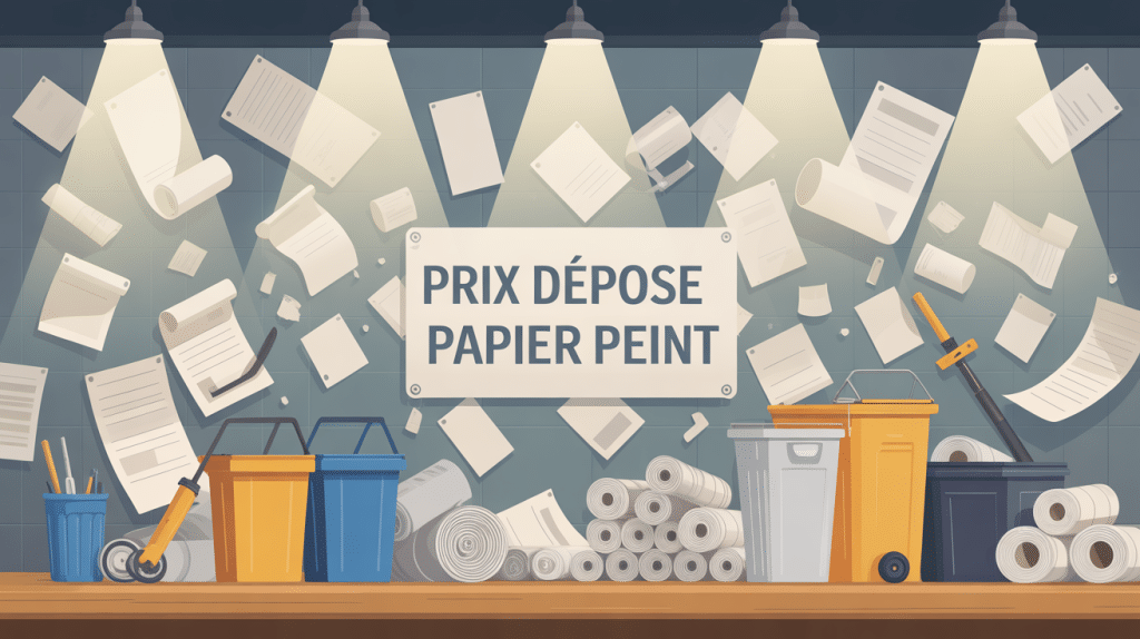 prix depose papier peint mur et outils illustration