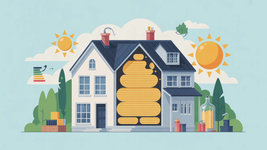 illustration prix de la laine de verre au m2 coupe transversale maison