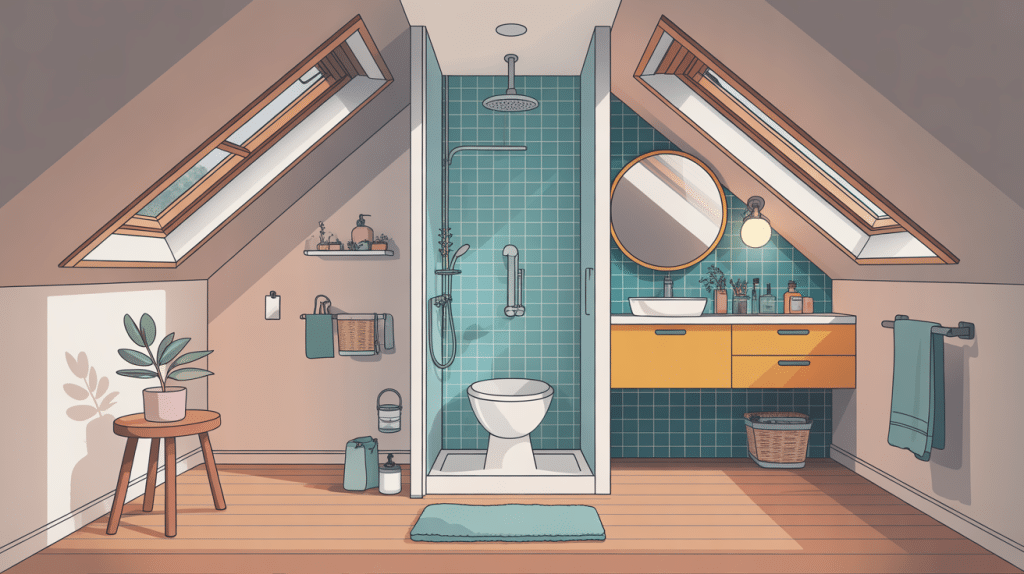 Salle de bain sous comble 4m2 optimisée et lumineuse
