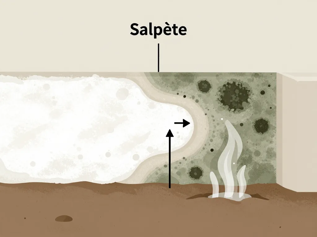 Différence salpêtre remède grand mère mur poudre blanche