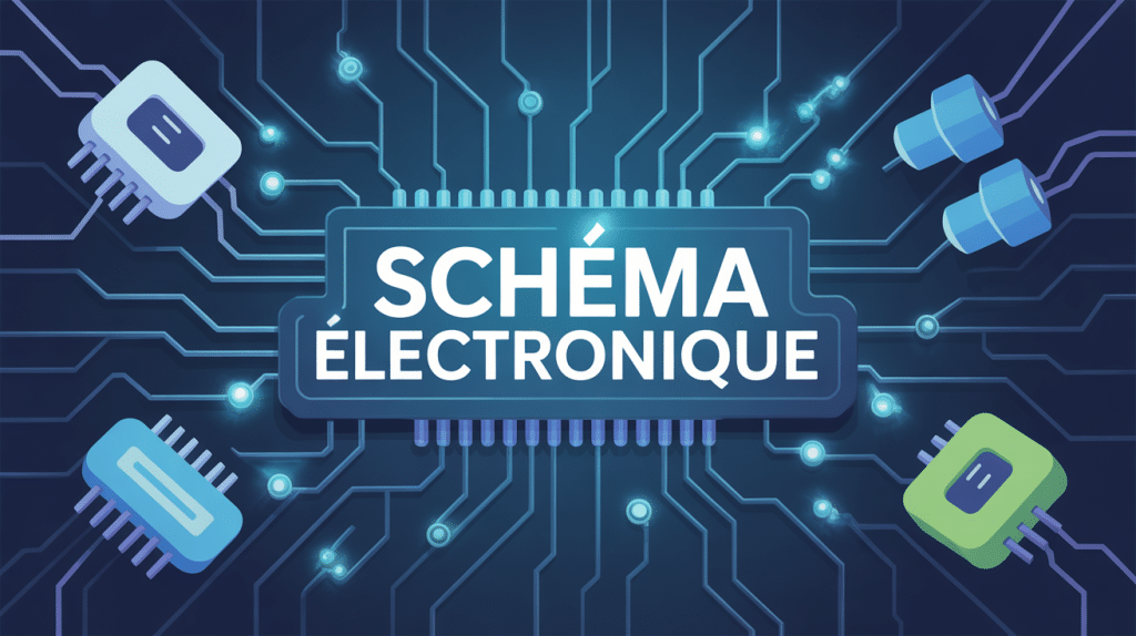 Illustration moderne schema electronique avec symboles de composants