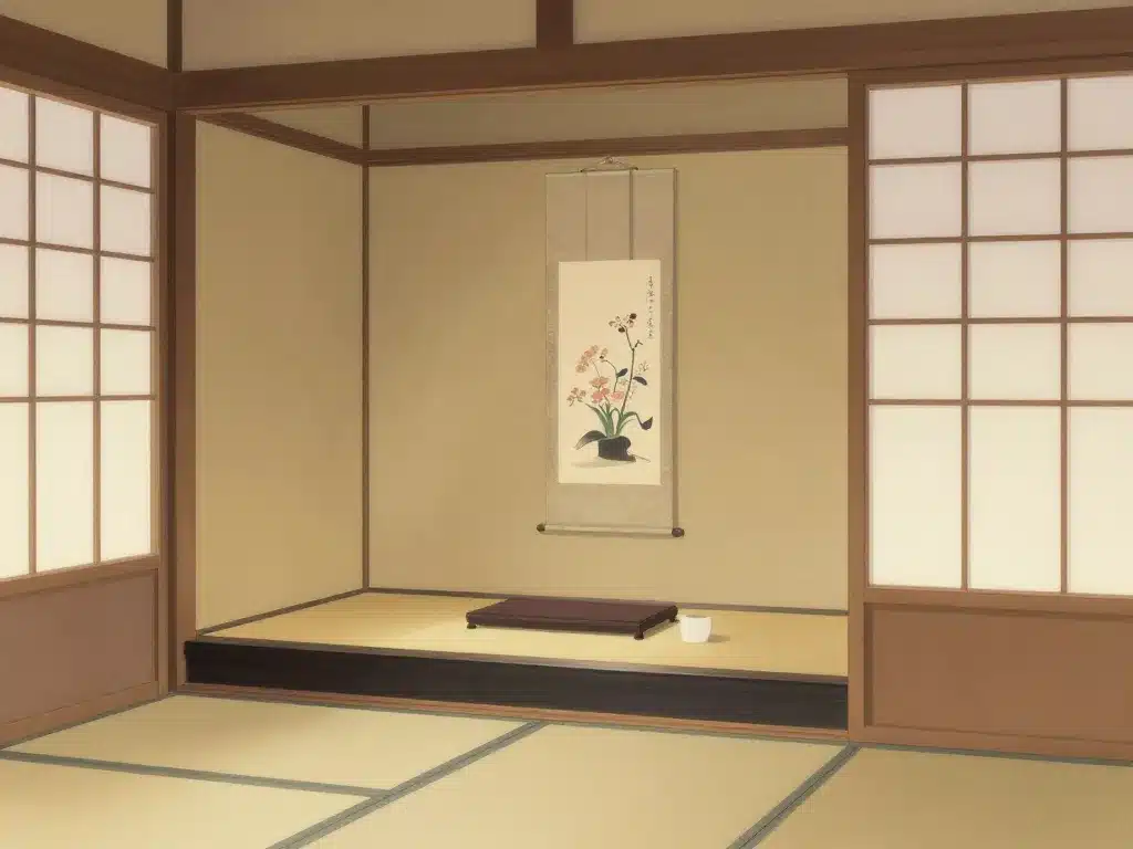 toko no ma intérieur japonais avec tokonoma et lumière zen