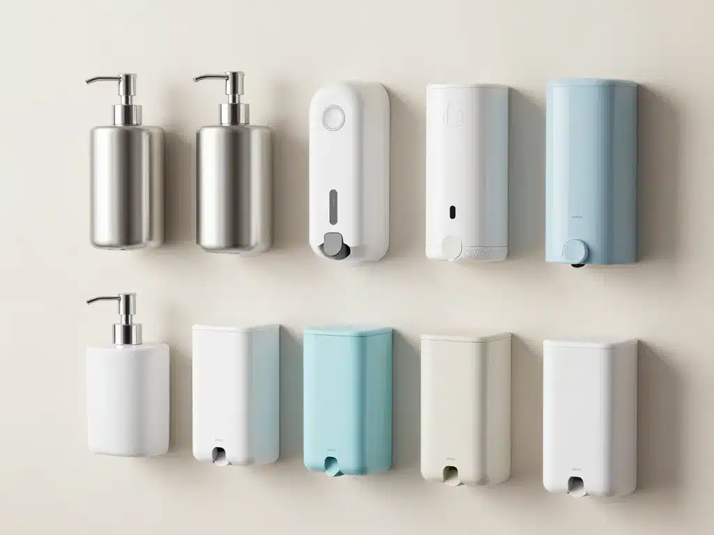 types distributeur de savon mural rechargeable sur mur