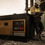 groupe electrogene chantier sur chantier matinal