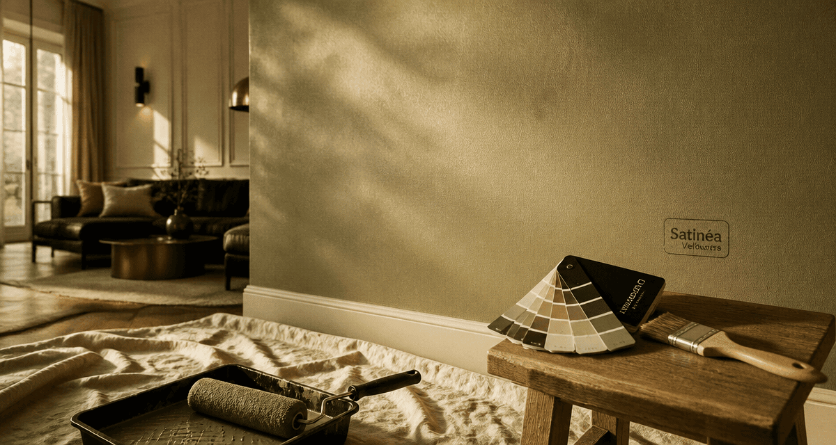 guittet satinea velours mur peint salon