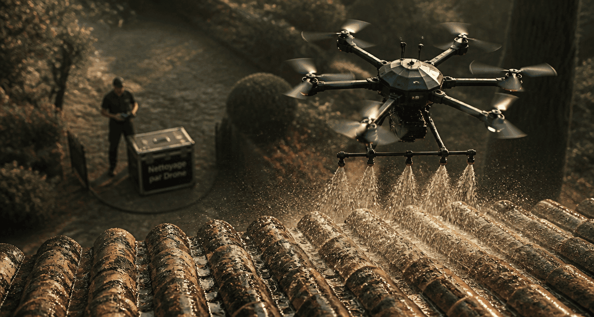 nettoyage toiture par drone avis drone sur toit