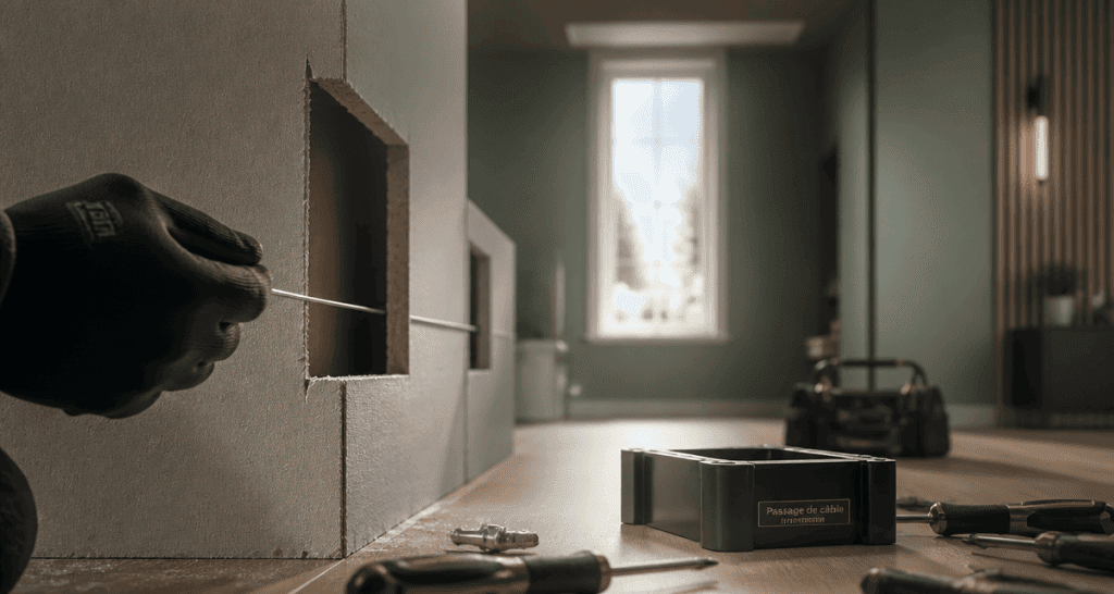 Passer un câble horizontal dans une cloison placo