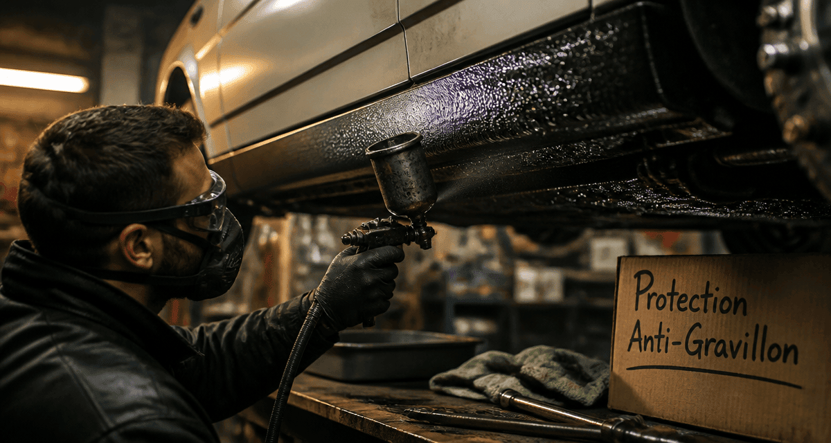 Peinture anti gravillon sous carrosserie auto