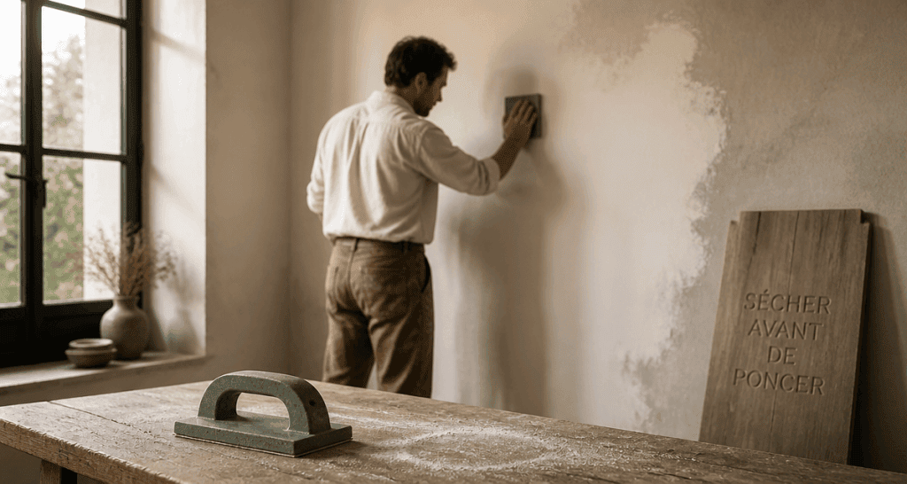 temps séchage enduit lissage avant ponçage mur poncé