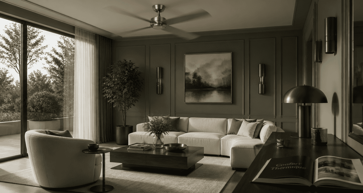 ventilateur plafond avis dans salon moderne