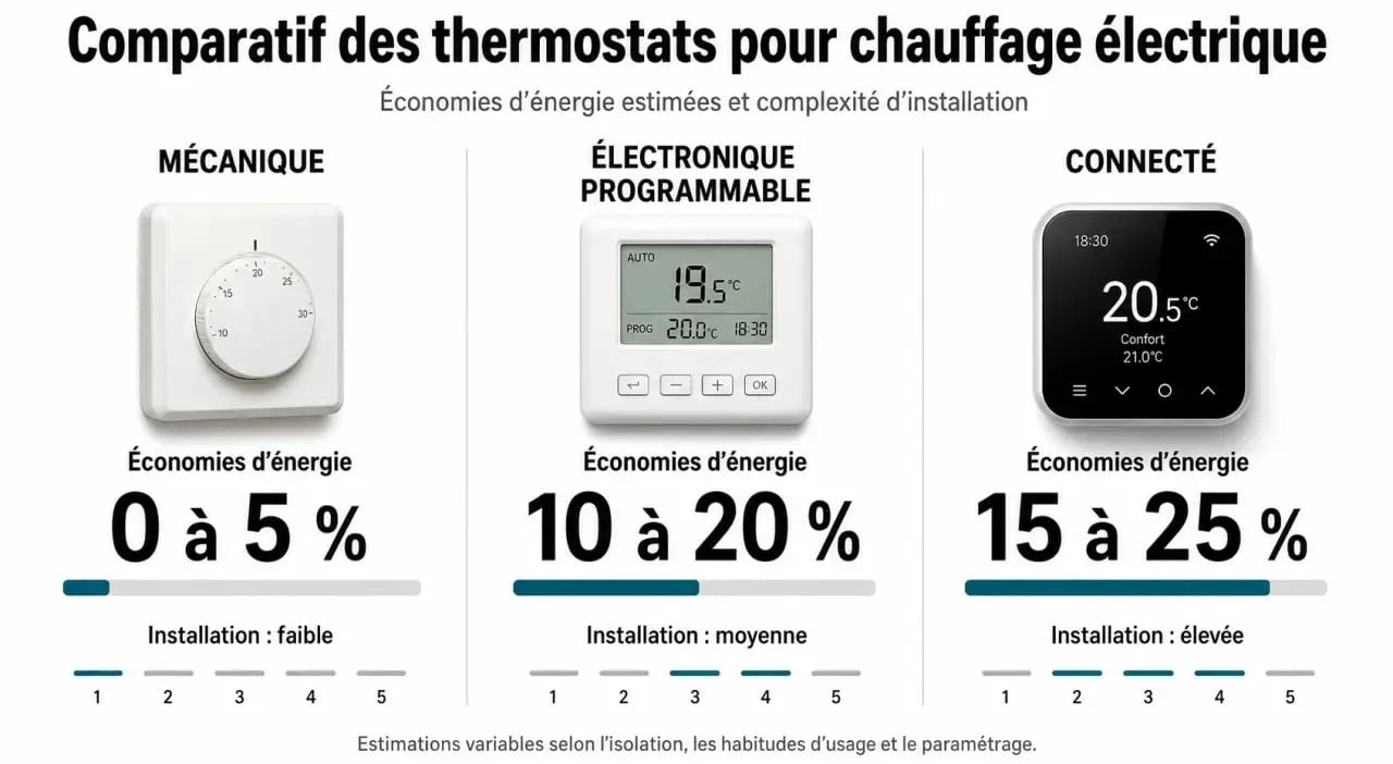 Comparatif des types de thermostats pour chauffage électrique : économies et installation