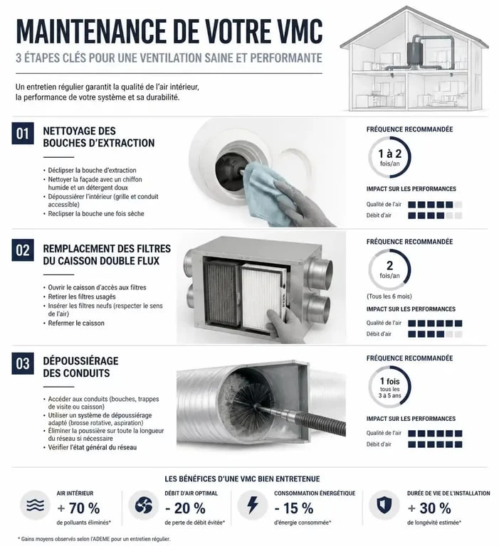 Schéma des étapes de maintenance VMC pour un entretien efficace